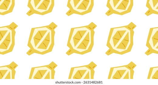 Lemon Drink Pouch Seamless Pattern. Minimal summer beverage design with stylized packaging on white background.
