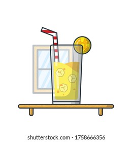 Lemon Drink Vektorsymbol Illustration. Frühstückszeit. Flachbildfernseher geeignet für Web-Landing-Page, Banner, Flyer, Aufkleber