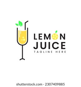 Lemon drink vector logo. Lemon juice logo, for beverage logo purposes, restaurant logo or beverage business.