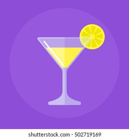 Lemon drop cocktail flat icon
