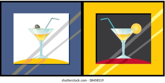 Ð?live & Lemon Drop Martini. Vector.