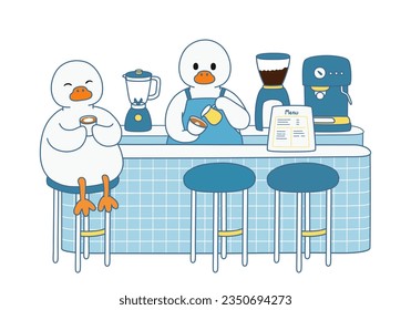 lemon duck,sit and sip coffee at the cafe