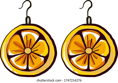 Lemon earrings , illustration, vector on white background