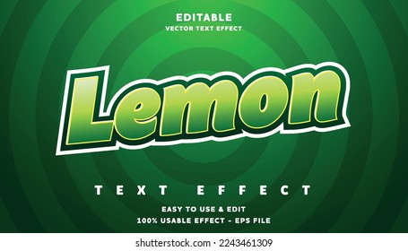 lemon editable text effect with modern and simple style, usable for logo or campaign title	
