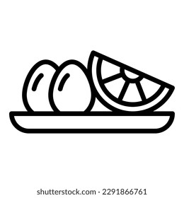 Lemon egg food icon outline vector. Meat dish. Meat cooked