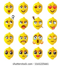 Lemon Emoji Emoticon Expression. Funny cute food