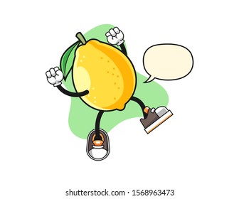 Lemon excited with speech bubble cartoon. Mascot Character vector.