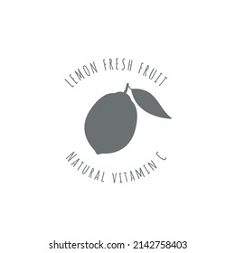 Lemon Farms label. Fruit Silhouette ingredient for cooking. Vector