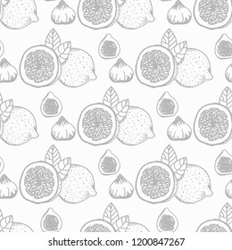 lemon and figs seamless tropical fruit pattern