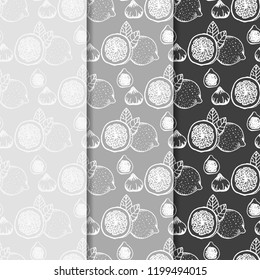lemon, figs tropical fruits seamless pattern