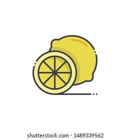 Lemon Filled outline vector illustration. Food & Drinks style icon.