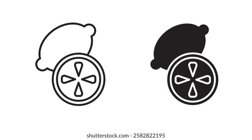 Lemon filled and outlined icons vectors on white background