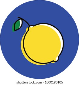 icono plano de limón sobre fondo azul