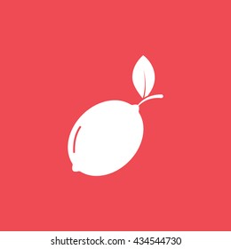 Lemon Flat Icon On Red Background