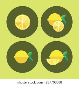 Lemon. Flat icons. Vector.