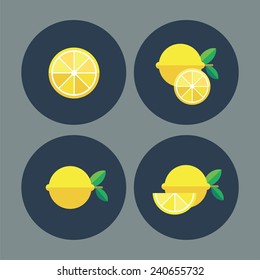 Lemon. Flat icons. Vector. 