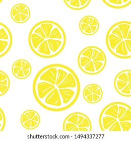 lemon flat pattern of lemons on a white background with yellow lemons