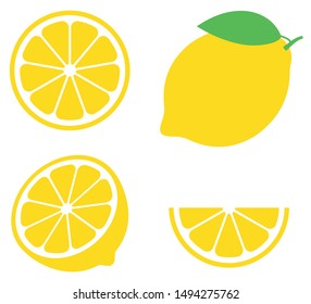 Lemon in flat style set. Vector illustration