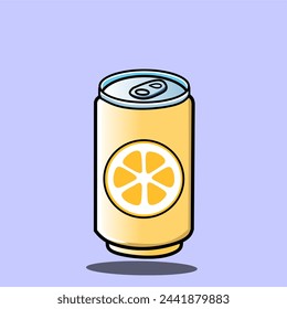 Lemon flavored canned drink icon Isolated On Light purple background