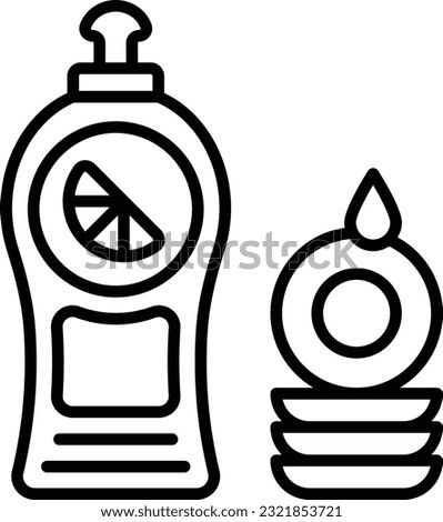 Lemon Flavored Dishwash Liquid concept, dish detergent or soap vector icon design, Housekeeping symbol, Home cleaning sign, Professional cleaners equipment stock illustration