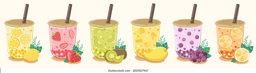 Lemon flavored fruit tea Strawberry  Kiwi  Mango  Blueberry and Orange refreshing drink.Contained in a mouthwatering cup.