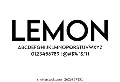 Lemon Font – Uppercase Letters, Numbers and Symbols Clean Isolated Vector Typography