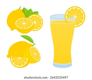 Lemon Food And Lemon Juice Vector Icon Design. Color Icon. Vector illustration shutter stock