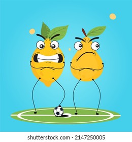 lemon football team icon for flyer or children's book illustration, A simple flat vector design