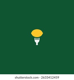 Diseño de Vector plano de icono de logotipo de tenedor de limón