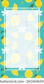 Lemon frame, border, wallpaper, background with copy space for text