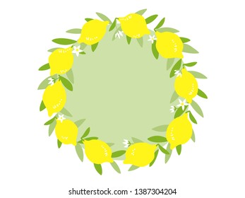 Lemon Frame Illustration, Citrus Theme Circle, Mediterranean Card