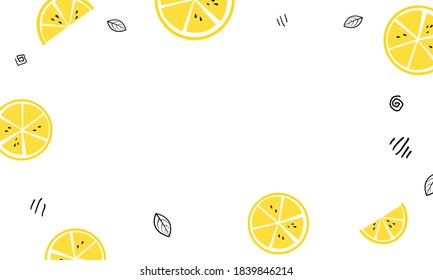 Lemon frame on the white background in blank template, vector illustration.