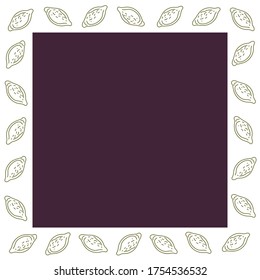 lemon frame with violet square  on white background
