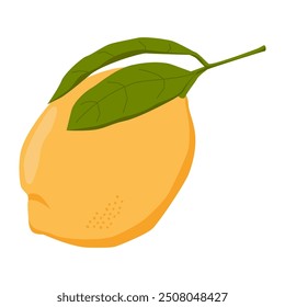 Lemon, fresh citrus fruit. Exotic tropical food, healthy sour eating. Organic natural yellow limon, vitamin C icon. Flat graphic vector illustration isolated on white background