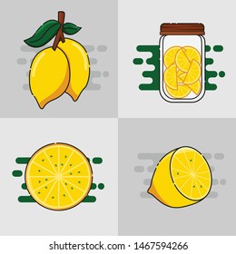Lemon Fresh Fruit Element Set Illustration