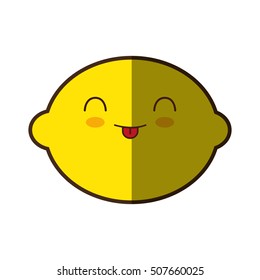 lemon fresh fruit kawaii style isolated icon vector illustration design