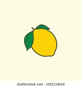 Lemon. Fresh lemon fruit with leaf isolated on white background  EPS 10, top view 