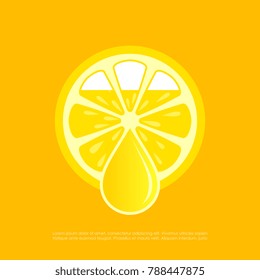 Lemon fresh juice vector poster illustration isolated on yellow background