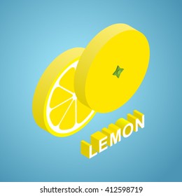 Lemon fruit 3d isometric vector.