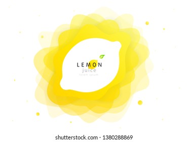 Lemon fruit of abstract shape liquid splash. Fresh juice and flat wave fluid citrus lemonade. Modern vector illustration design layout