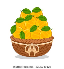 lemon fruit in basket vector illustration