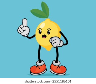 Lemon Fruit Cartoon Mascot with Happy Expression in Flat Cute Cartoon Style or Lemon Fruit Cartoon Mascot with Arms and Legs