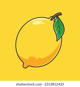 Lemon Fruit Cartoon Vector Icon Illustration. Food Fruit Icon Concept Isolated Premium Vector. Flat Cartoon Style Suitable for Web Landing Page, Banner, Sticker, Background