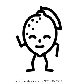 vectores de línea de caracteres de limón frutal. signo del carácter de la fruta de limón. símbolo de contorno aislado ilustración negra