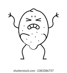 lemon fruit character line icon vector. lemon fruit character sign. isolated contour symbol black illustration