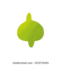 Lemon Fruit Clip-art Isolated On White Background. Flat Vector Paper Cut Brush Textured Veggie Illustration Bright Coloured Summer Fruity Art Print For Kids