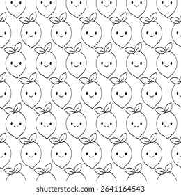 Lemon Fruit Coloring Page. Hand Drawn Seamless Pattern for Kids Activities, Printable Worksheets, Educational Fun, and Coloring Pages