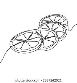 Lemon fruit in continuous one line drawing. Lime food healthy concept. Vector illustration isolated. Minimalist design handdrawn.