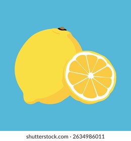 El fondo azul lindo del corte de la fruta del limón