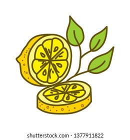 Lemon Fruit Design Template Vector Flat